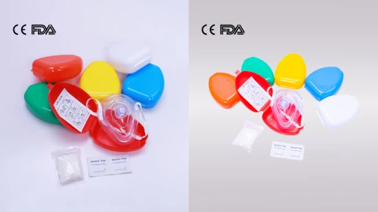 CPRマスク、使い捨てCPRポケットマスク、医療緊急口対口蘇生、屋外CPRマスク、CE、ISO付き応急処置CPRフェイスマスク